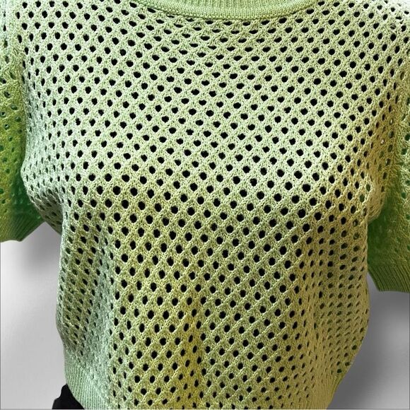 Divided Green Boxy Crop Sweater - Picture 6 of 11